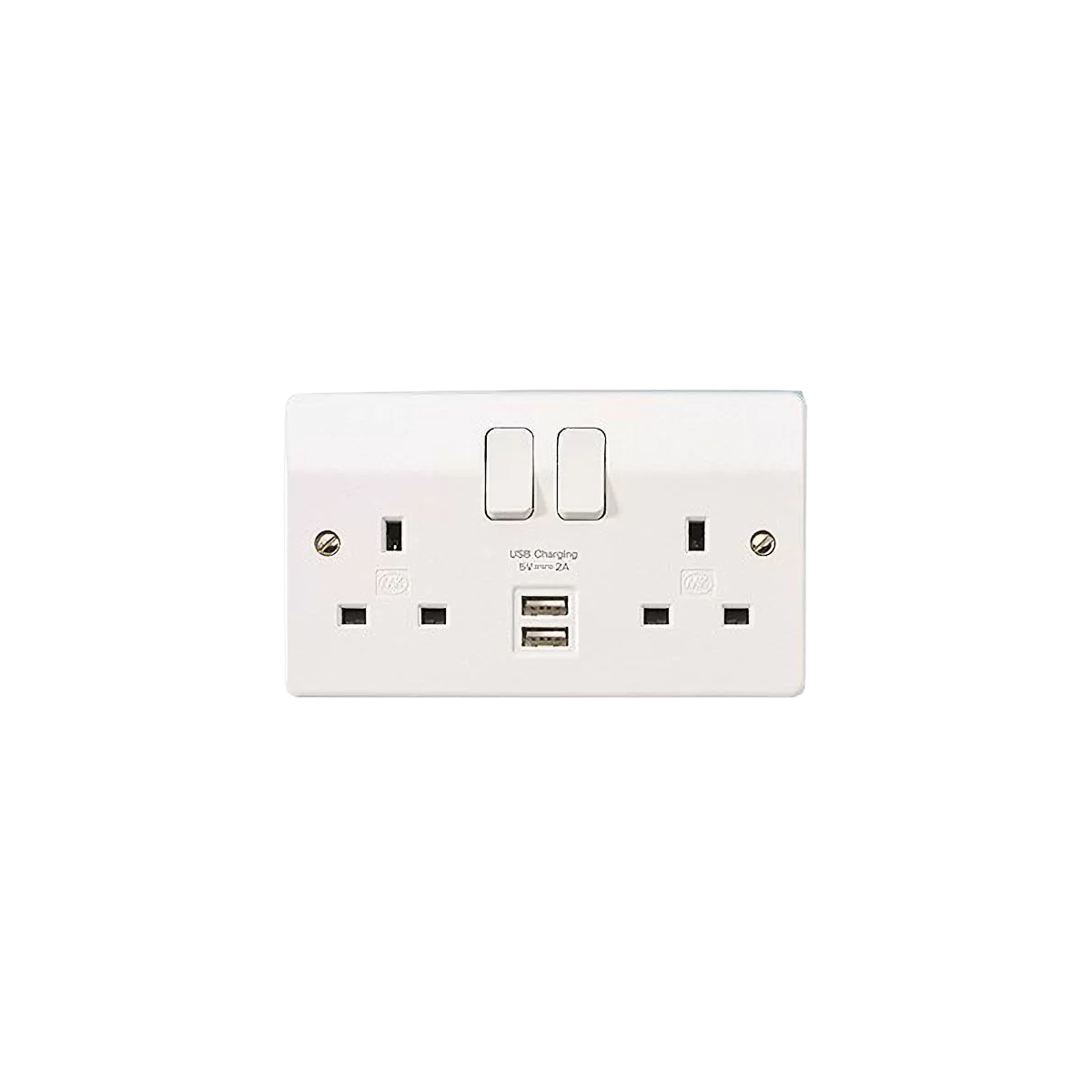 MK Electric K2744WHI Logic Plus White Moulded 2 Gang Double Pole Switchsocket With 2 x USB Ports 13A - product image