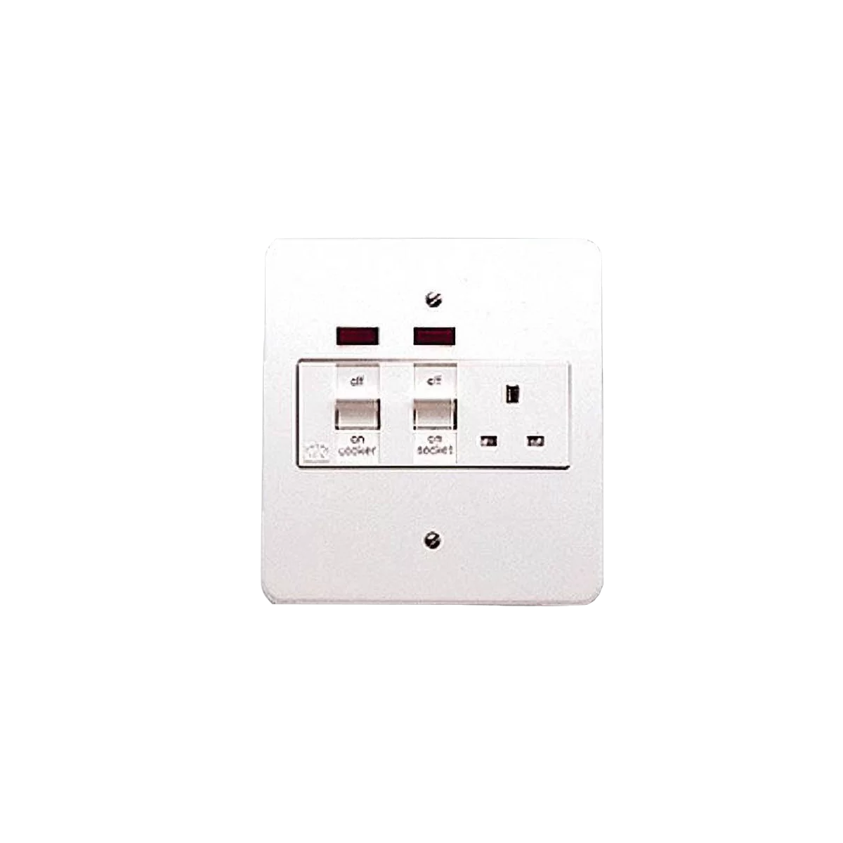 MK Electric K5011WHI Logic Plus White Metal Double Pole Flush Mounting Cooker Control Unit With 13A Switchsocket & Neons 45A - product image
