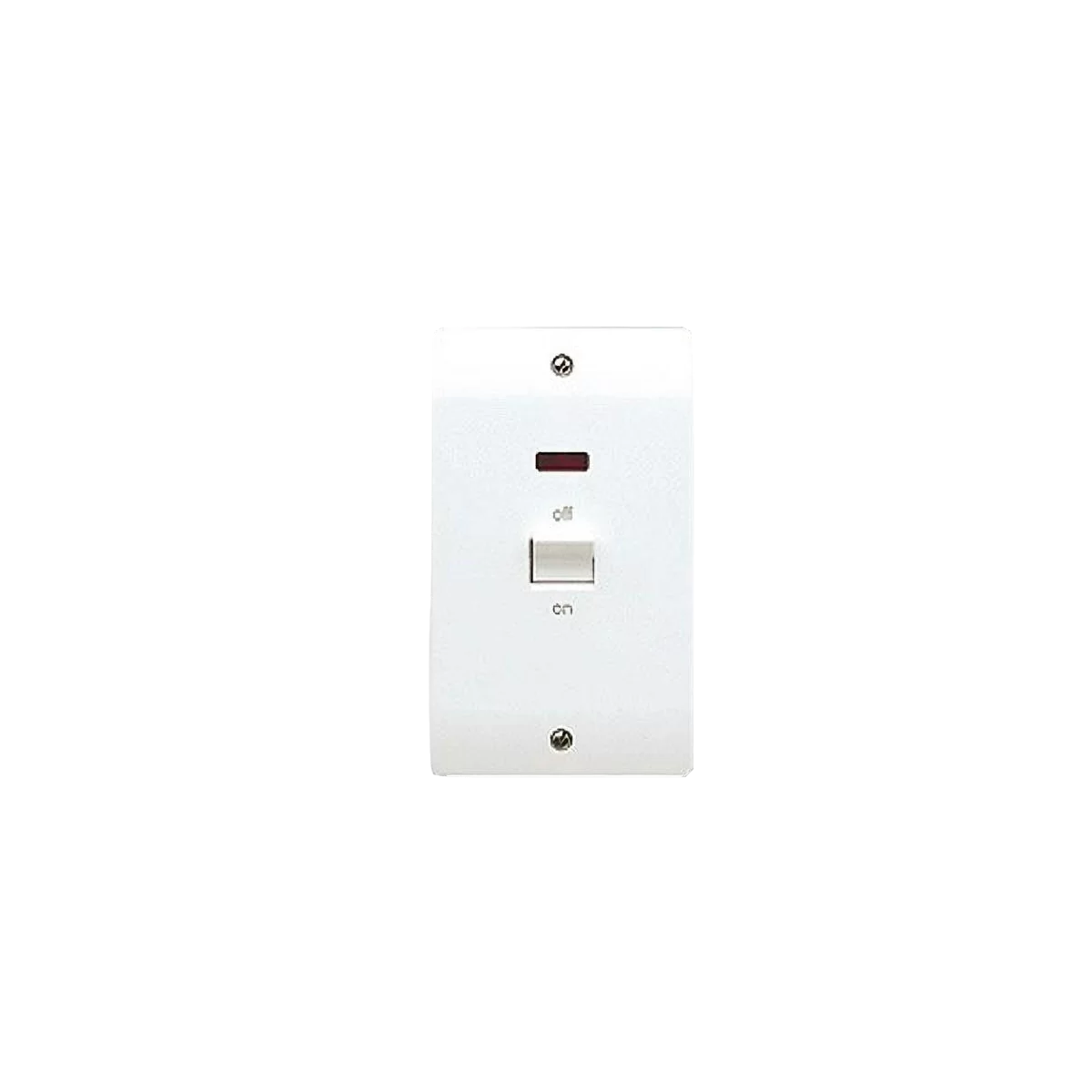 MK Electric K5215WHI Logic Plus White Moulded Double Pole Switch With Neon On Large Vertical Plate 50A - product image
