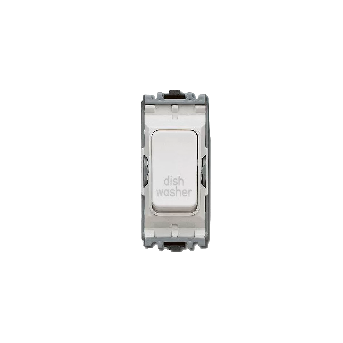 MK Electric K4896DWWHI Grid Plus White 1 Way 1 Module Double Pole Modular Switch Marked DISHWASHER 20A - product image