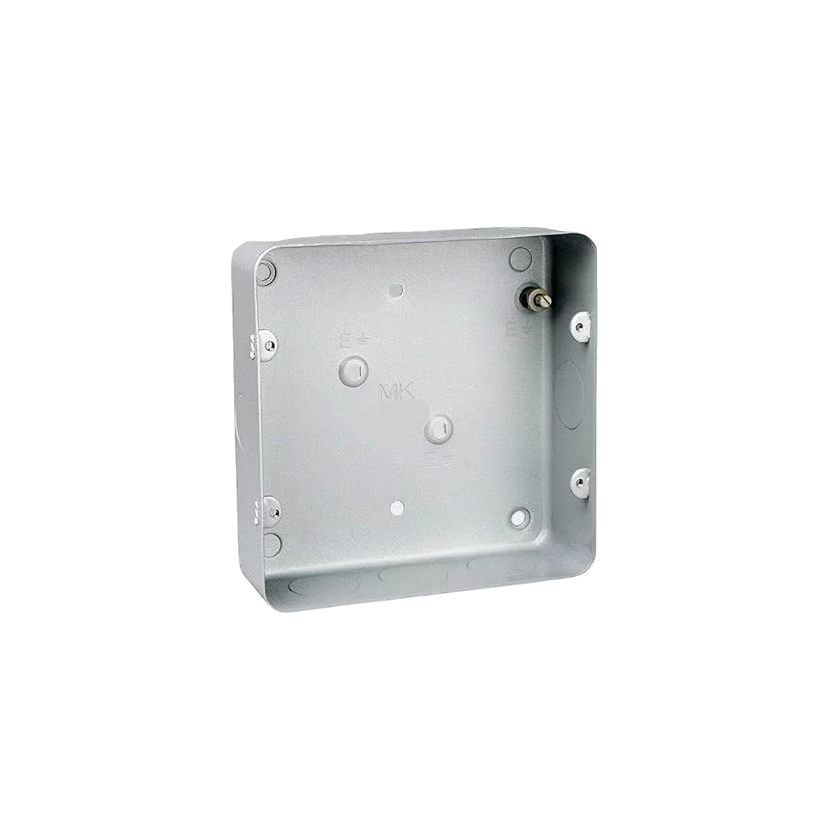 MK Electric 893ALM Grid Plus Metal Flush Mounting Box With 4 x 20mm & 4 x 25mm Knockouts For 6 & 8 Module Grids 133mm x 133mm x 40mm - product image