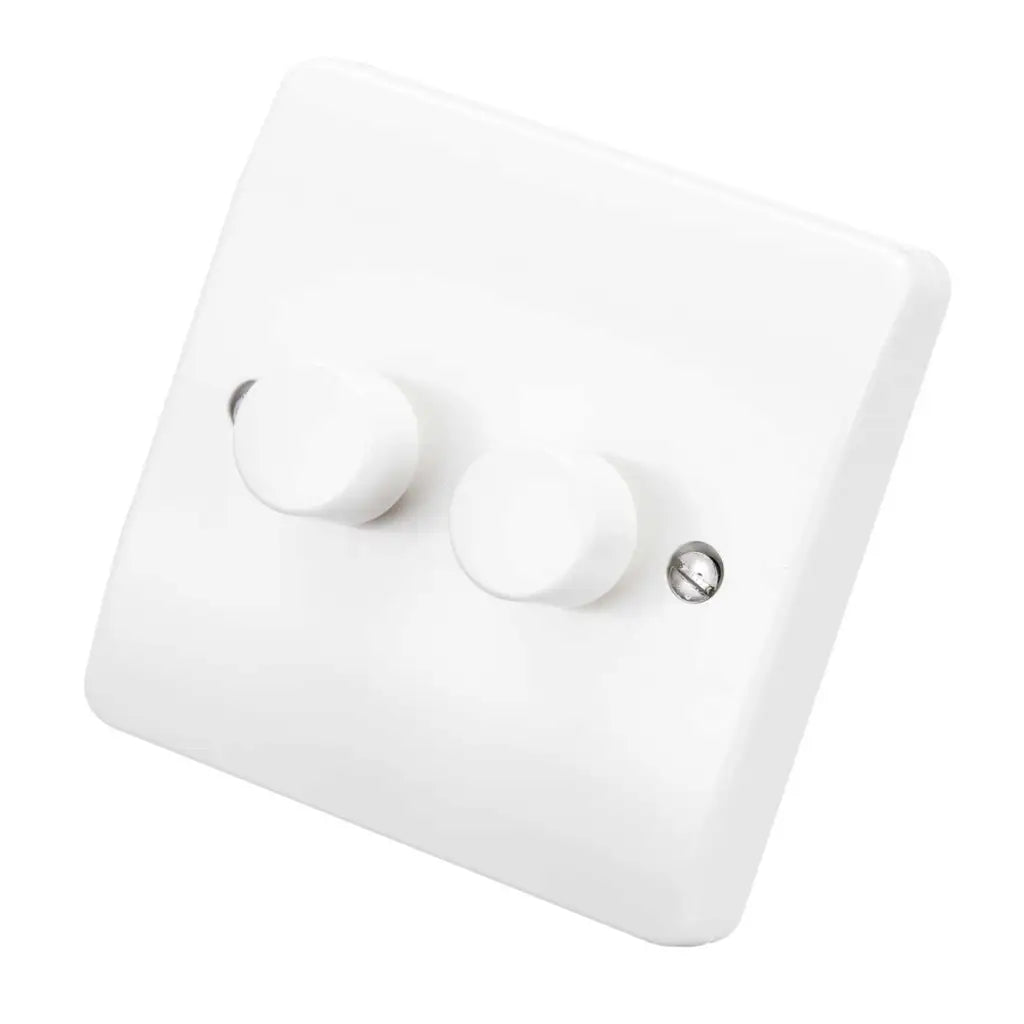 MK Logic Plus 300W/240VA 2 Gang 2 Way LED Intelligent Dimmer White K1524WHI