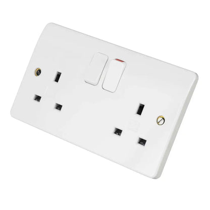 MK Logic Plus Rapid Fix 13A DP 2 Gang Switched Socket with Screwless Terminals White K2747STWHI