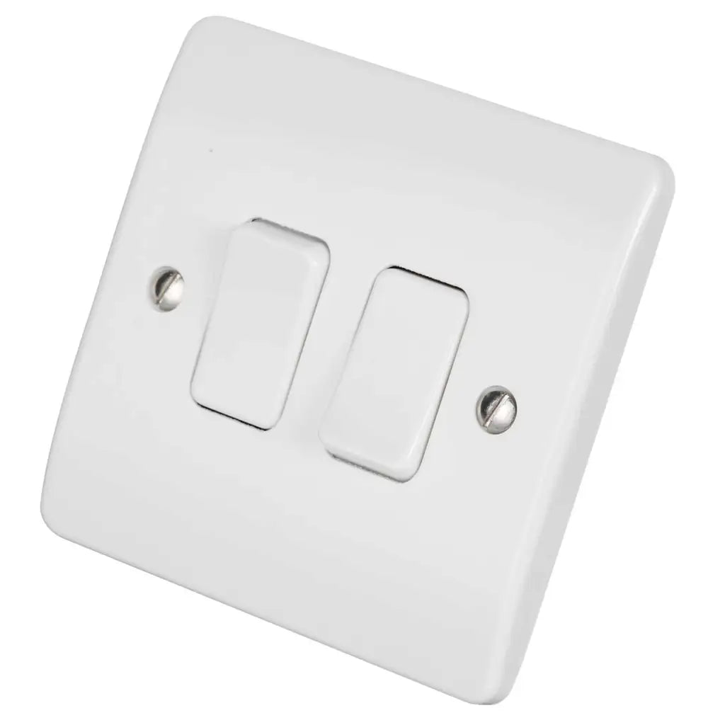 MK Logic Plus 10A 2 Gang 2 Way Light Switch White K4872WHI