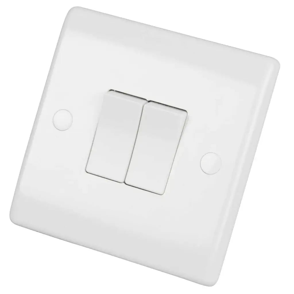 LGA Selectric 10A 2 Gang 2 Way Light Switch White SSL502