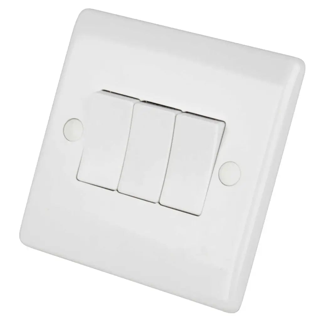 LGA Selectric 10A 3 Gang 2 Way Light Switch White SSL503