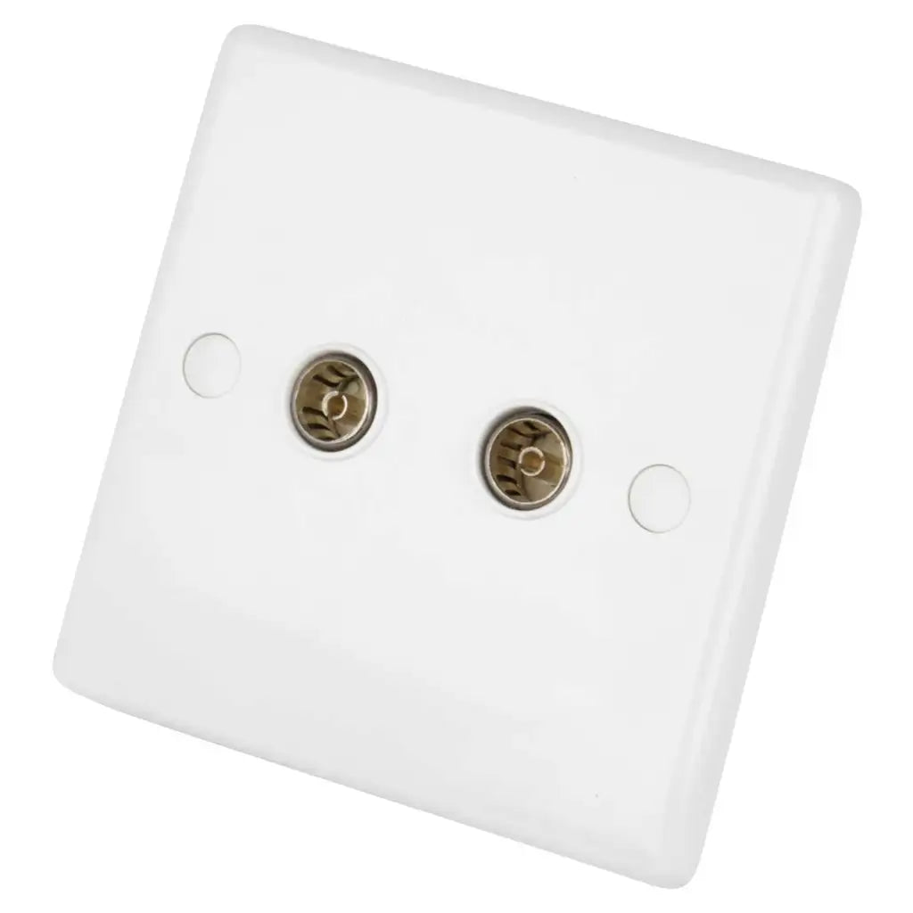 LGA Selectric 1 Gang Twin Coaxial Socket White SSL536