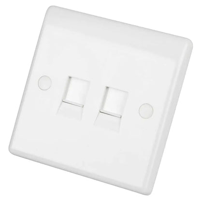 LGA Selectric 1 Gang Twin RJ45 Data Socket White Data SSL543