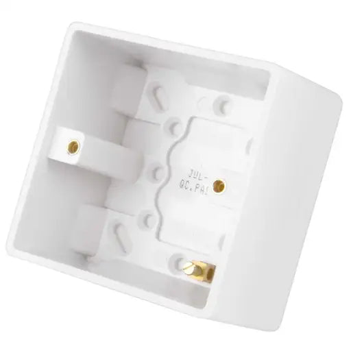 LGA Selectric 1 Gang 47mm Pattress Back Box White SSL555